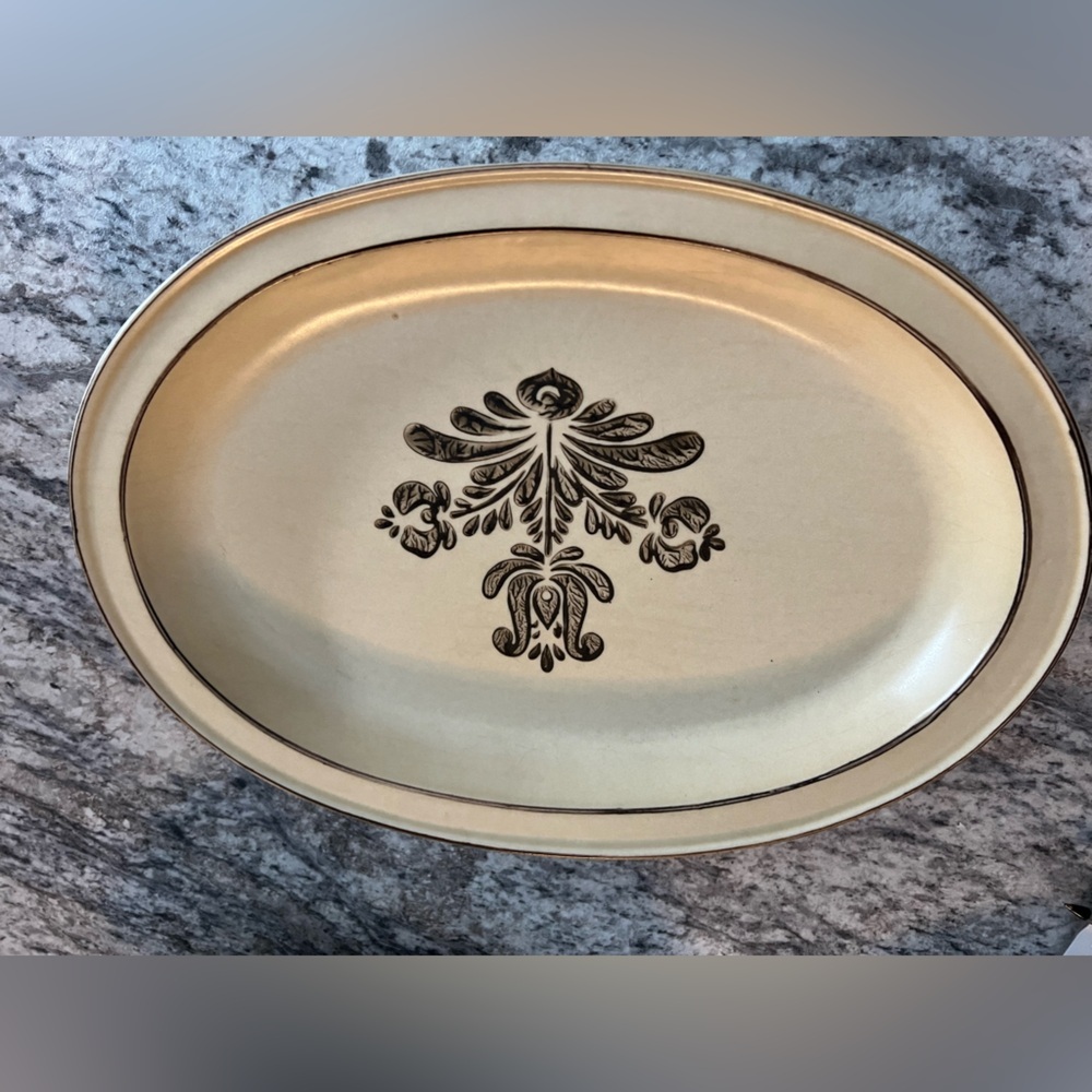 Vintage Pfaltzgraff  Elegant Cream and Brown Oval Platter